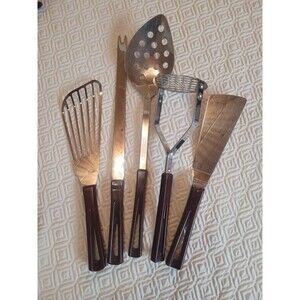 MCM StanHome Stainless Steel Kitchen Utensils 5 Pc Spatual Knife Potato Mash